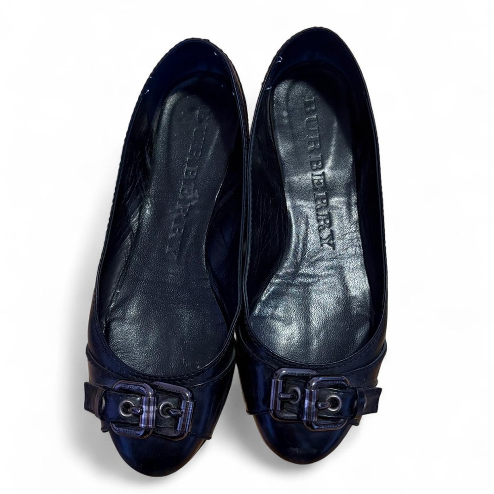 Burberry Leather Buckle Ballet Flats